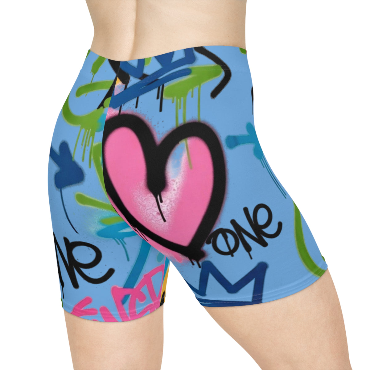 Graffiti Heart Biker Shorts —  Street Art Cycling Shorts