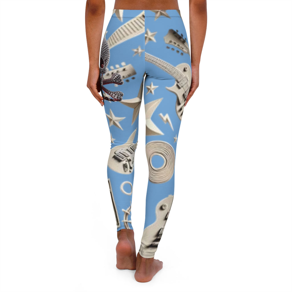 Skull & Guitar Pattern Leggings — Women’s Rock Music Activewear