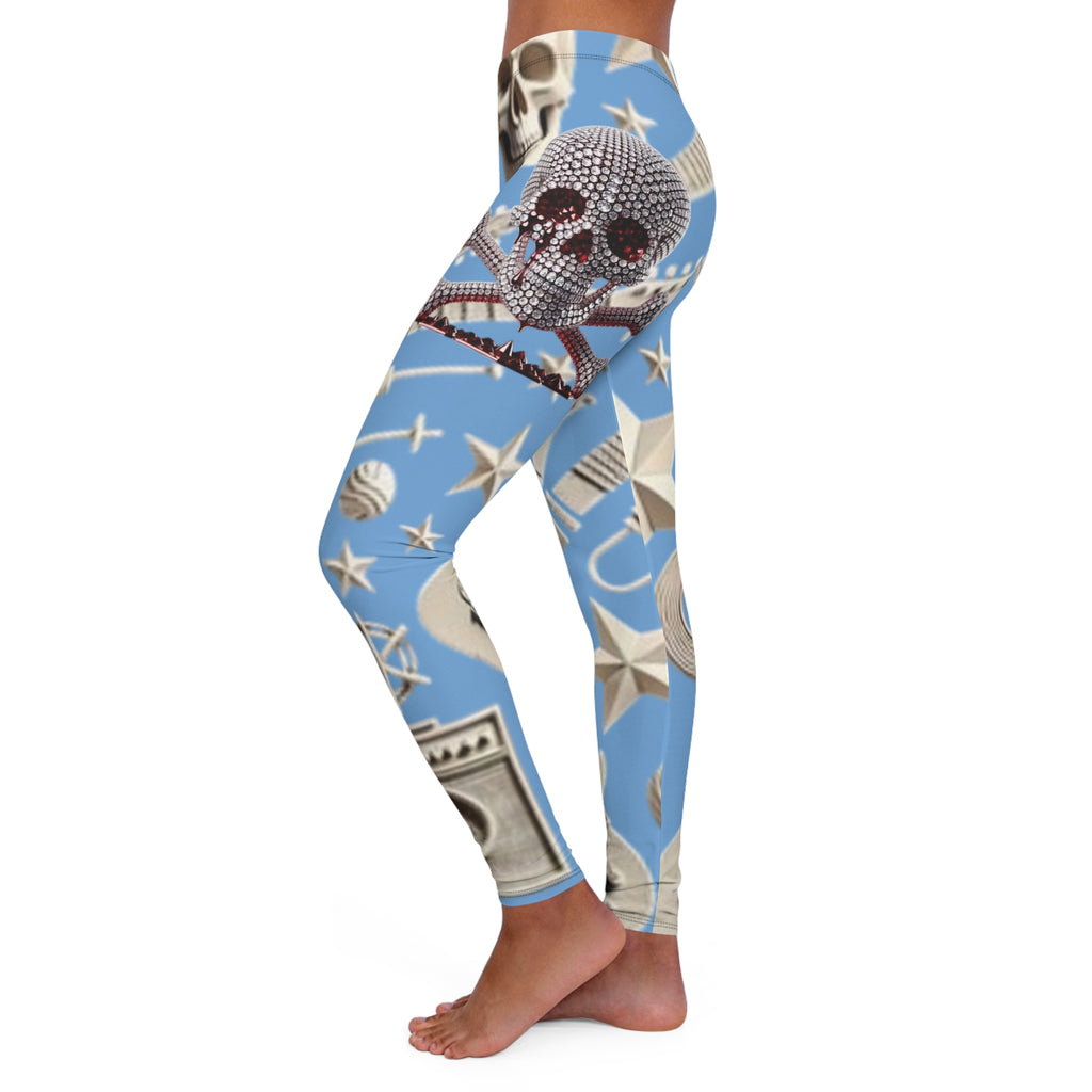 Skull & Guitar Pattern Leggings — Women’s Rock Music Activewear