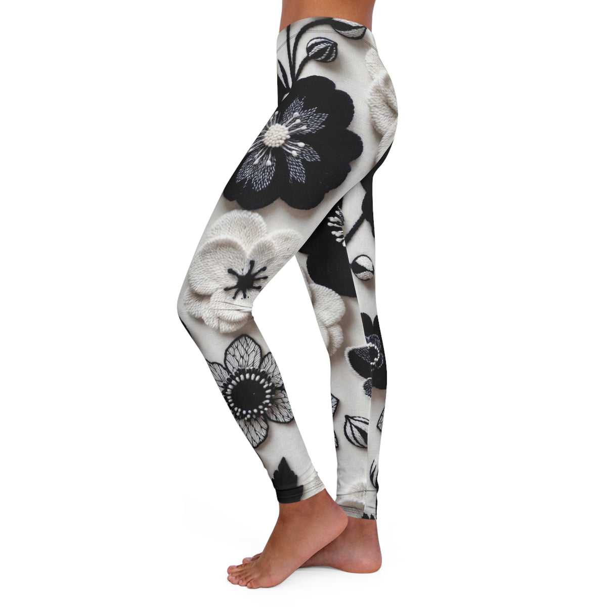 Monochrome Floral Leggings — Black & White Flower Print Leggings