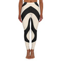 Black & Cream Modern Chevron Wave Leggings — Women's Casual Spandex AOP