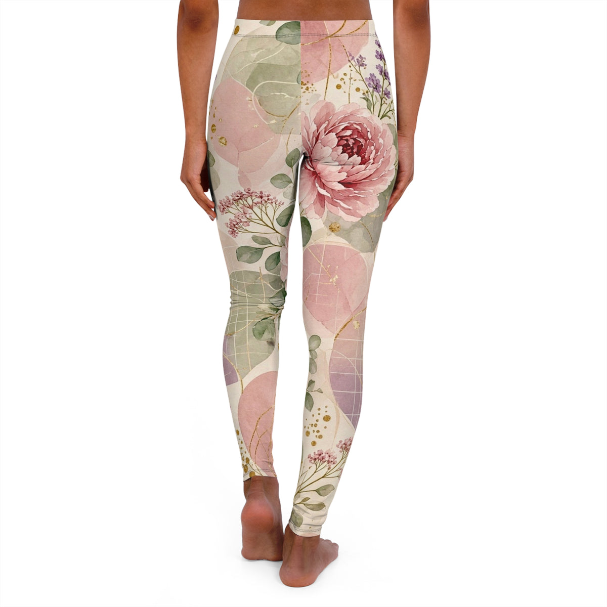 Floral Watercolor Leggings — Pink Peony All-Over Print