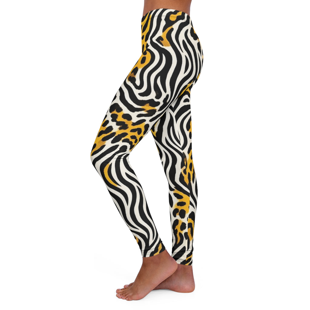Leopard Zebra Print Leggings — Bold Yellow Animal Print Activewear