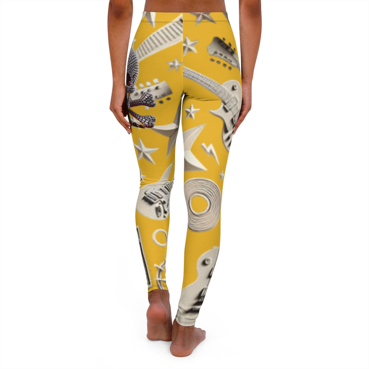 Skull & Guitar Pattern Leggings — Women’s Rock Music Activewear