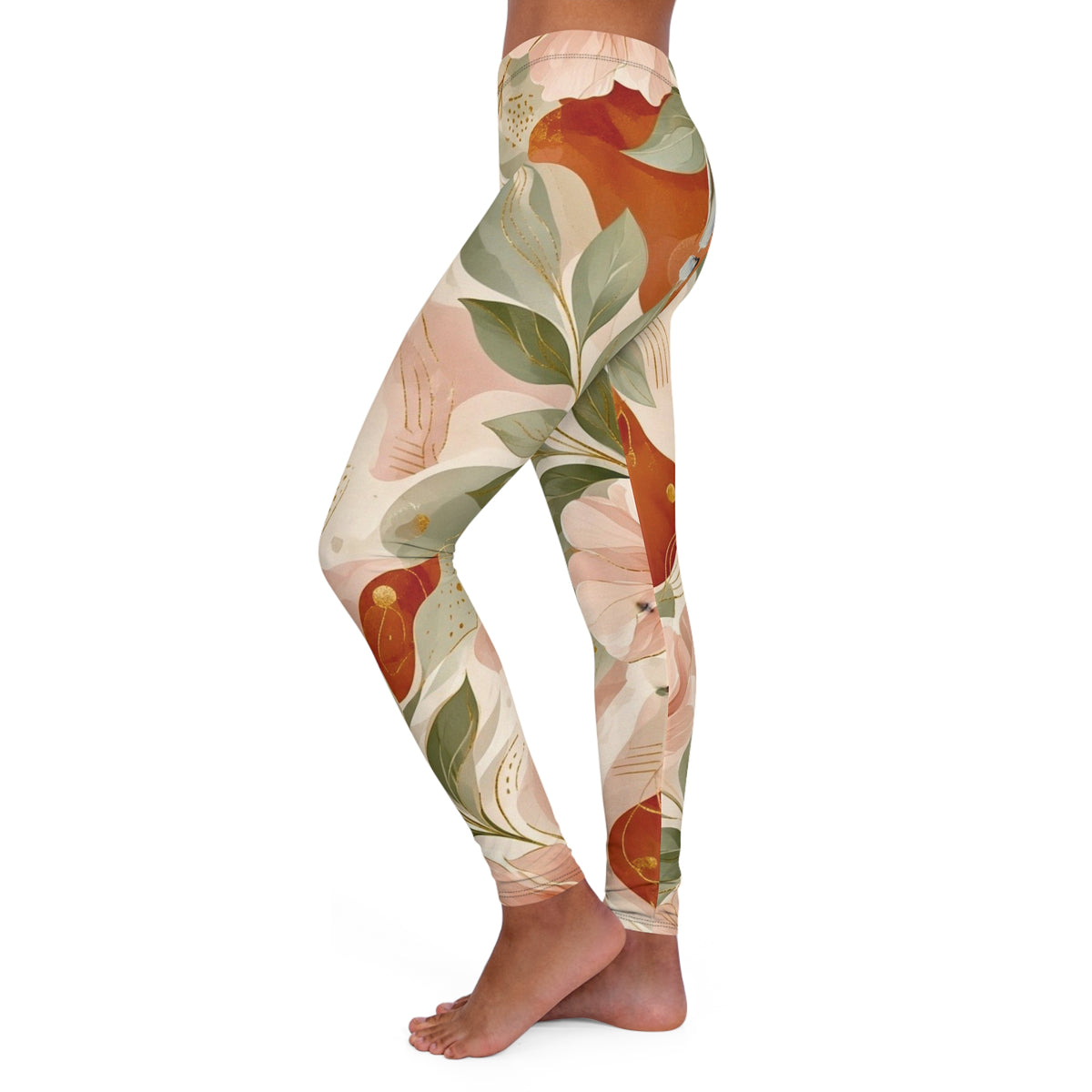 Floral Watercolor Leggings – Earth Tone Botanical Print Yoga & Everyday Leggings