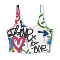 Graffiti Heart Sports Bra — White Street Art Athletic Crop Top