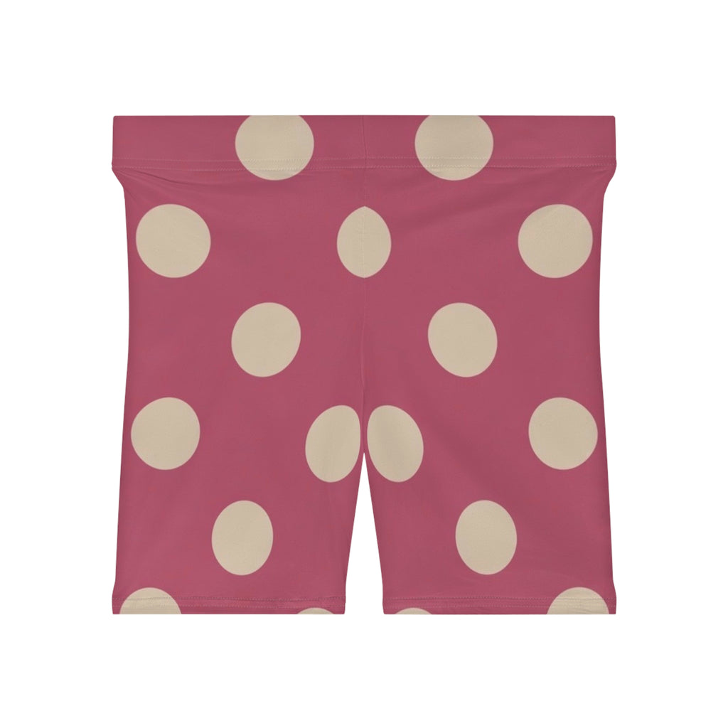 Polka Dot Biker Shorts — Retro Pink High-Waist Activewear