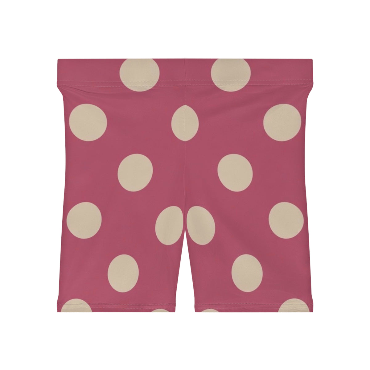 Polka Dot Biker Shorts — Retro Pink High-Waist Activewear