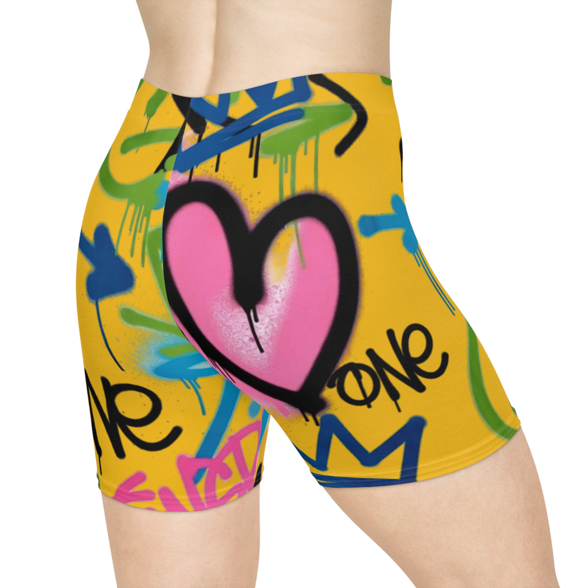 Graffiti Heart Biker Shorts —  Street Art Cycling Shorts
