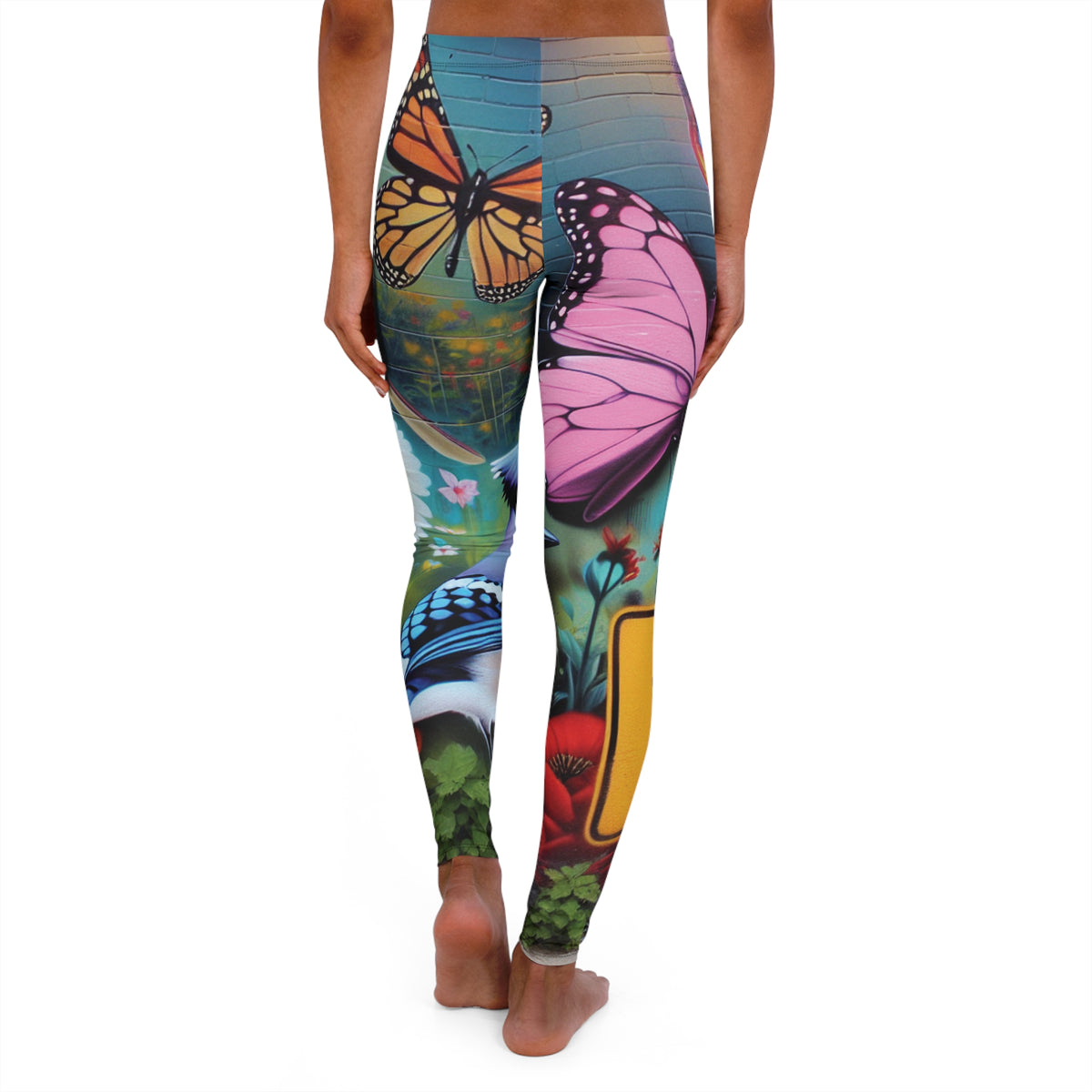 🚨” This That Booty Meat “⚠️Special Edition Caption ⚠️ Butterfly Garden Leggings — Colorful Floral & Wildlife All-Over Print