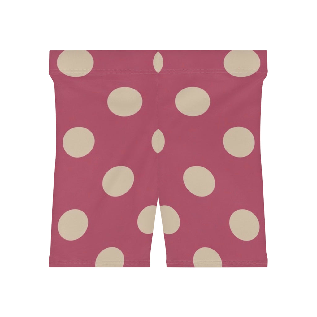 Polka Dot Biker Shorts — Retro Pink High-Waist Activewear