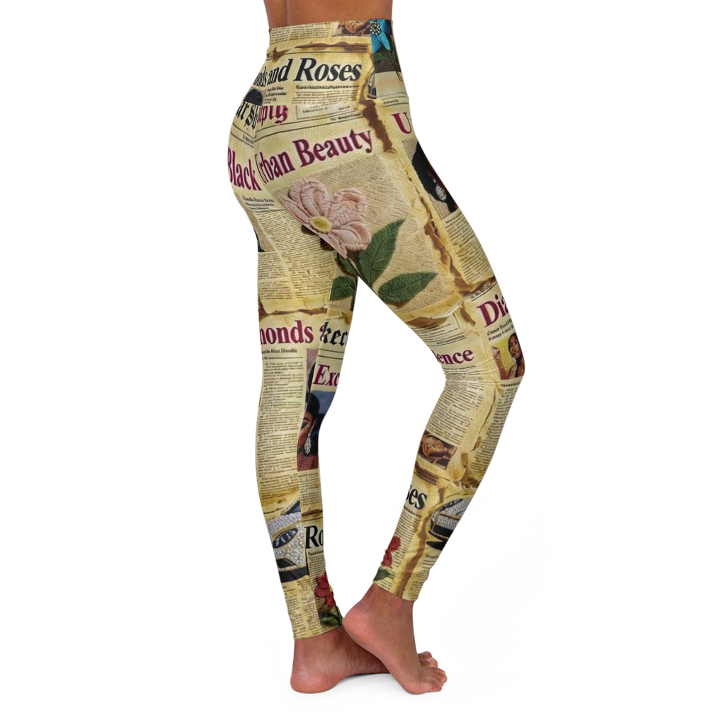 “ Diamonds & Roses “ Newspaper Print Leggings