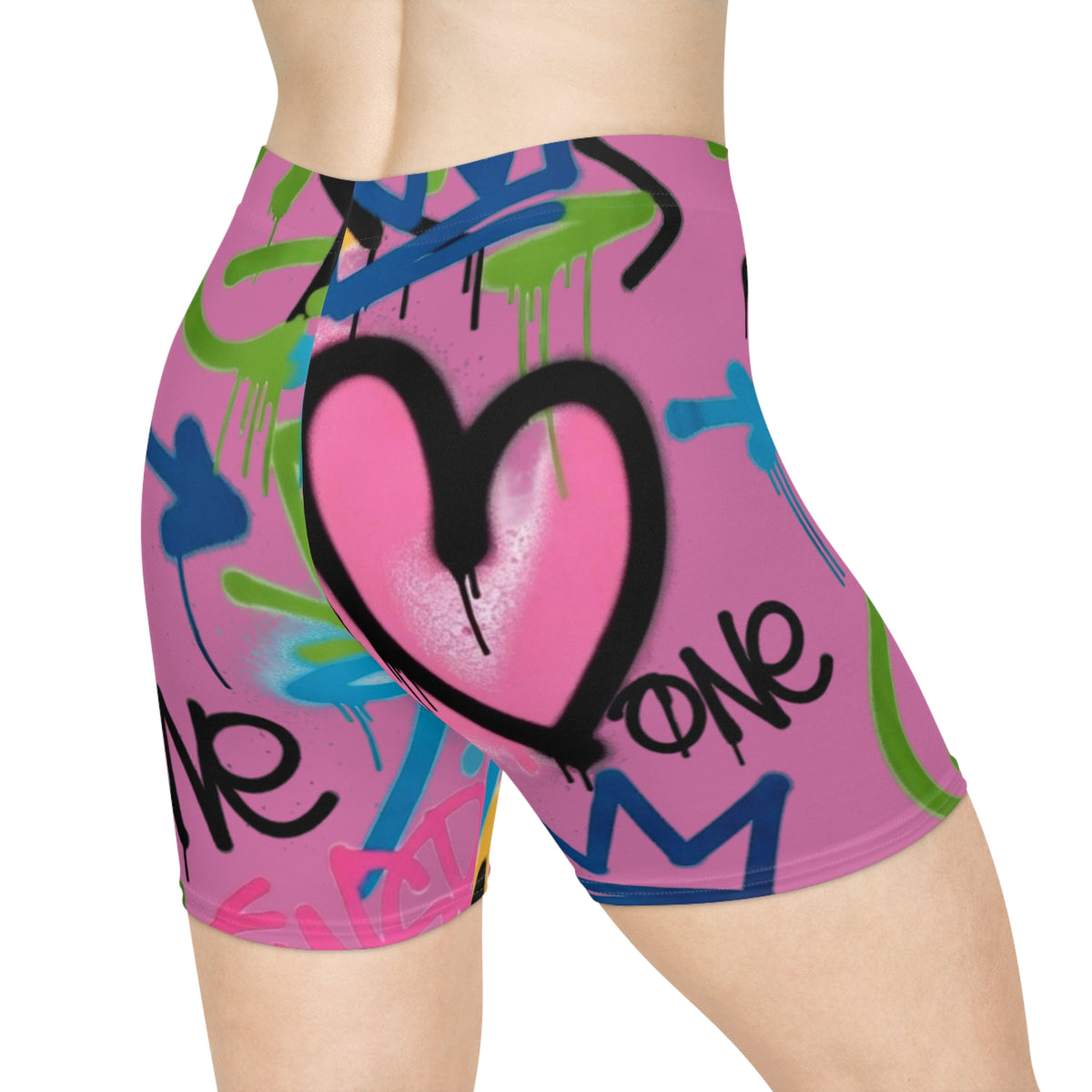 Graffiti Heart Biker Shorts —  Street Art Cycling Shorts