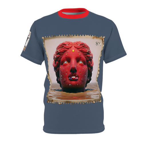 Surreal Red Bust Graphic “ Got It Out The Mud “Tee — Avant-Garde Art Shirt