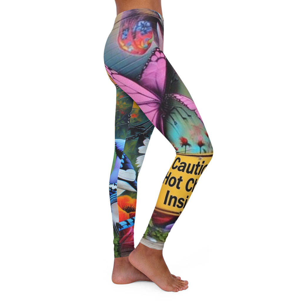 ”Caution- Hot Chick Inside “ logo leggings