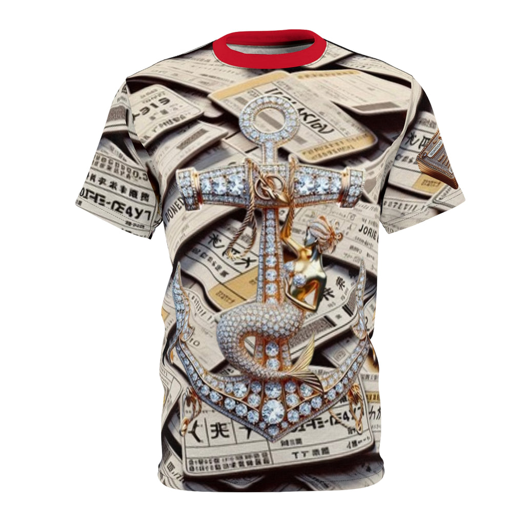 ” Bon Voyage “ Anchor Pendant Print Tee — All-Over Graphic Unisex Shirt