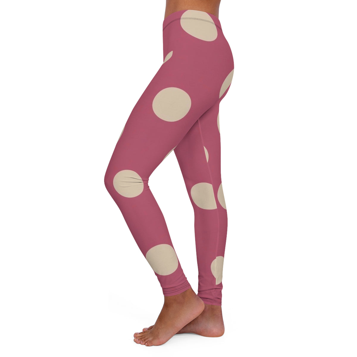 Pink Polka Dot Leggings — Retro Yoga Leggings