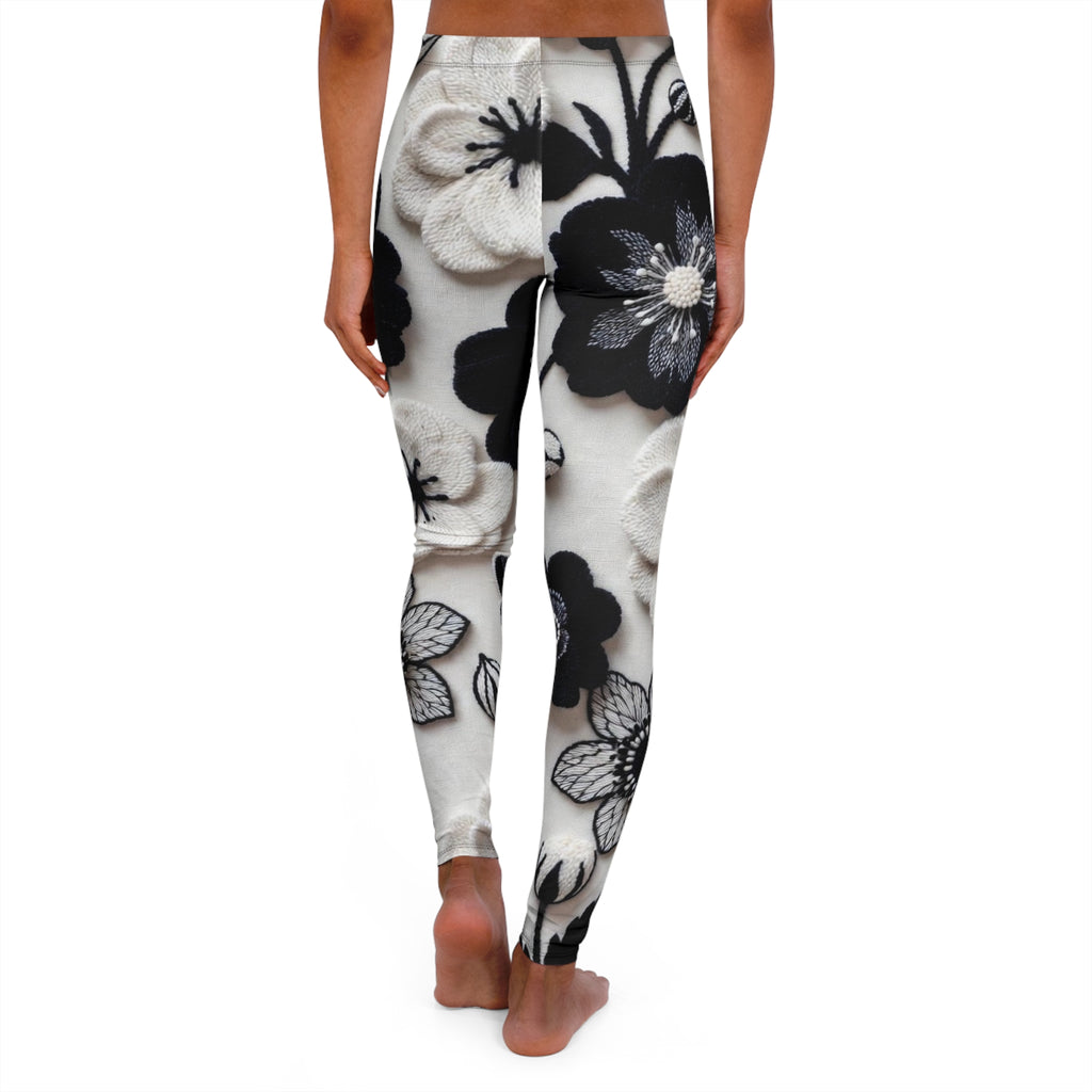 Monochrome Floral Leggings — Black & White Flower Print Leggings