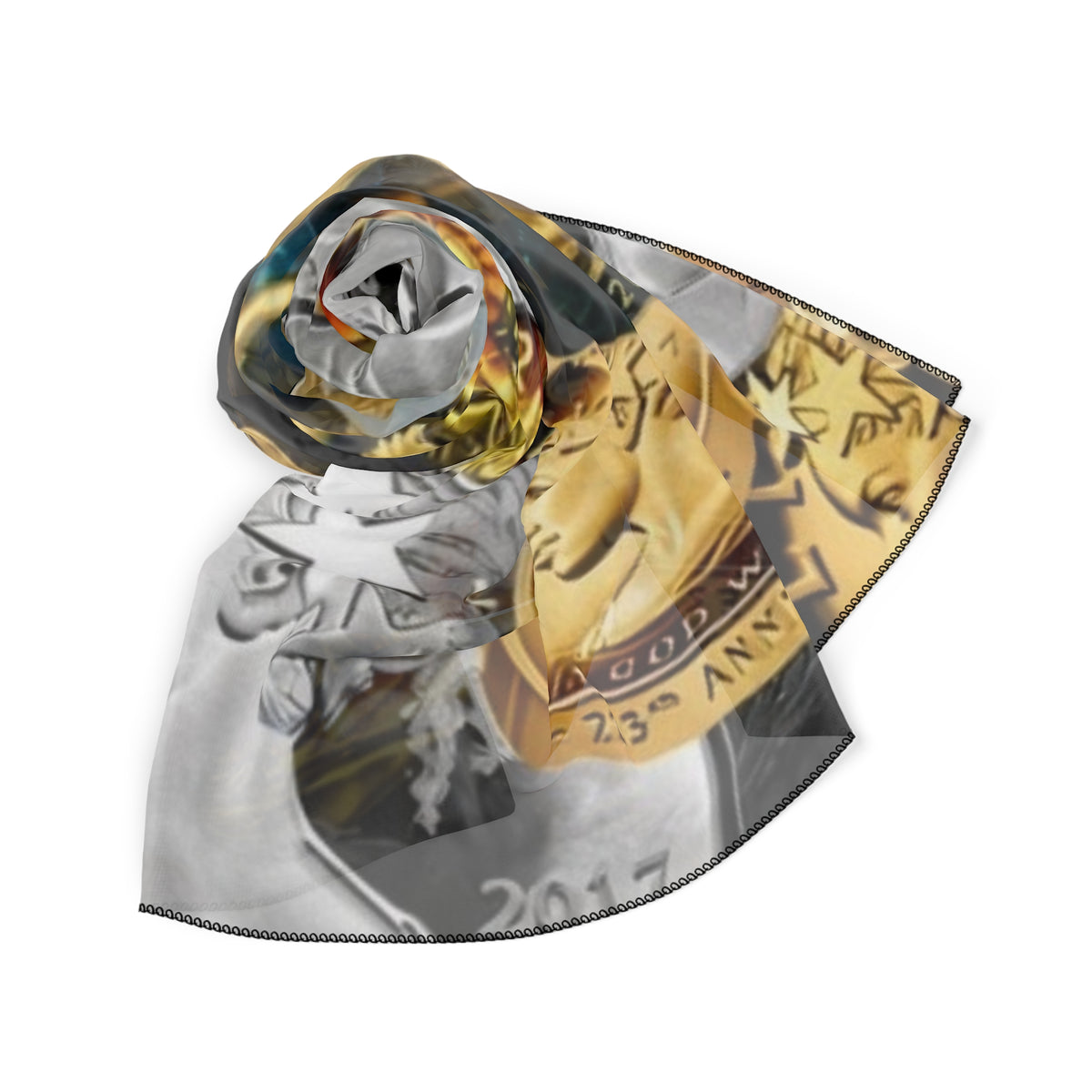Money & Coin Currency Collage Poly Scarf — Vintage Liberty & Gold Coin Print