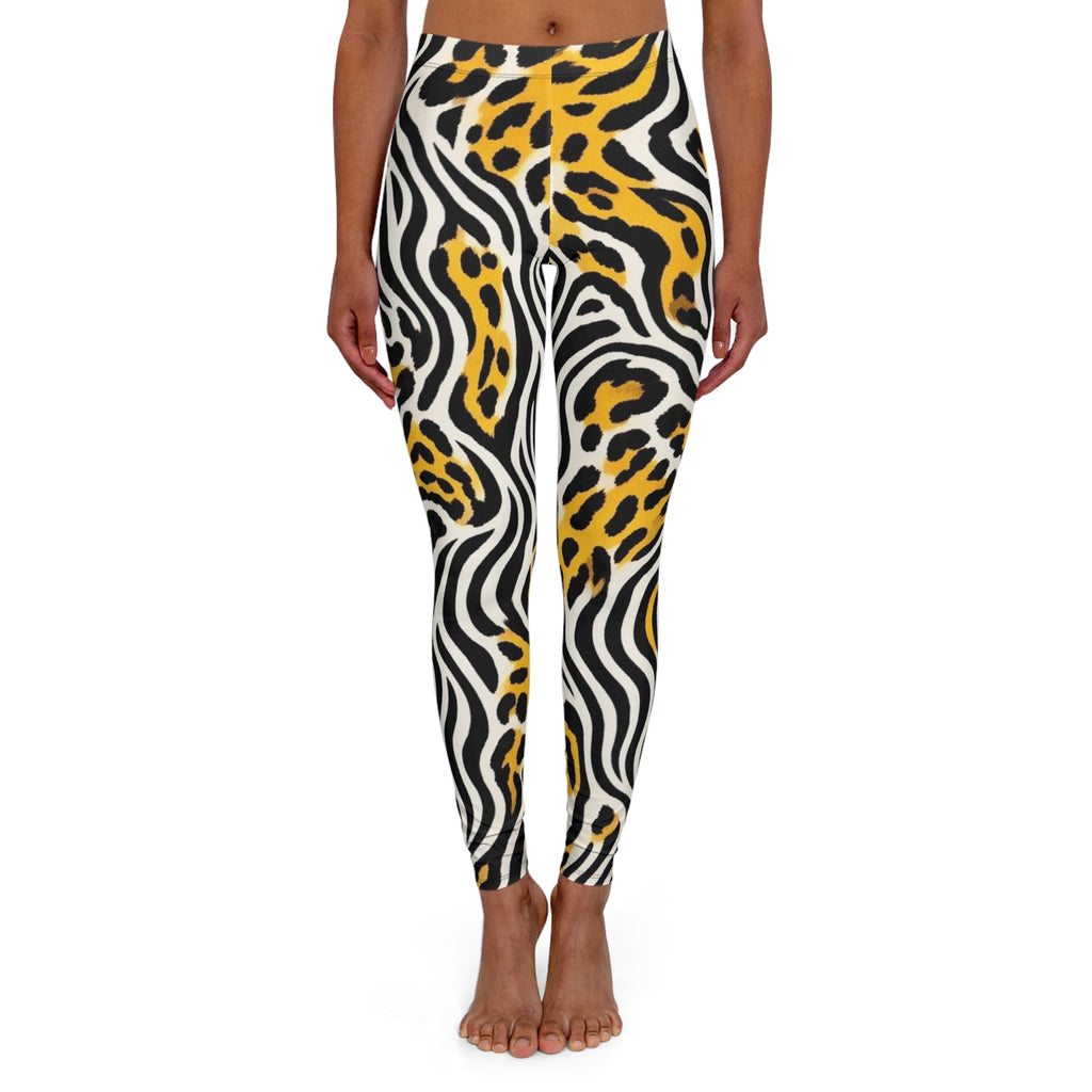 Leopard Zebra Print Leggings — Bold Yellow Animal Print Activewear