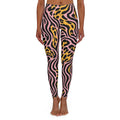 Leopard Zebra Pink/Yellow Leggings — Bold Swirl Animal Print Activewear