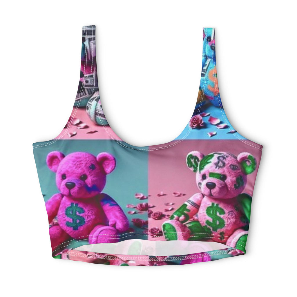 Colorful Money Bag Teddy Crop Sports Bra — Activewear
