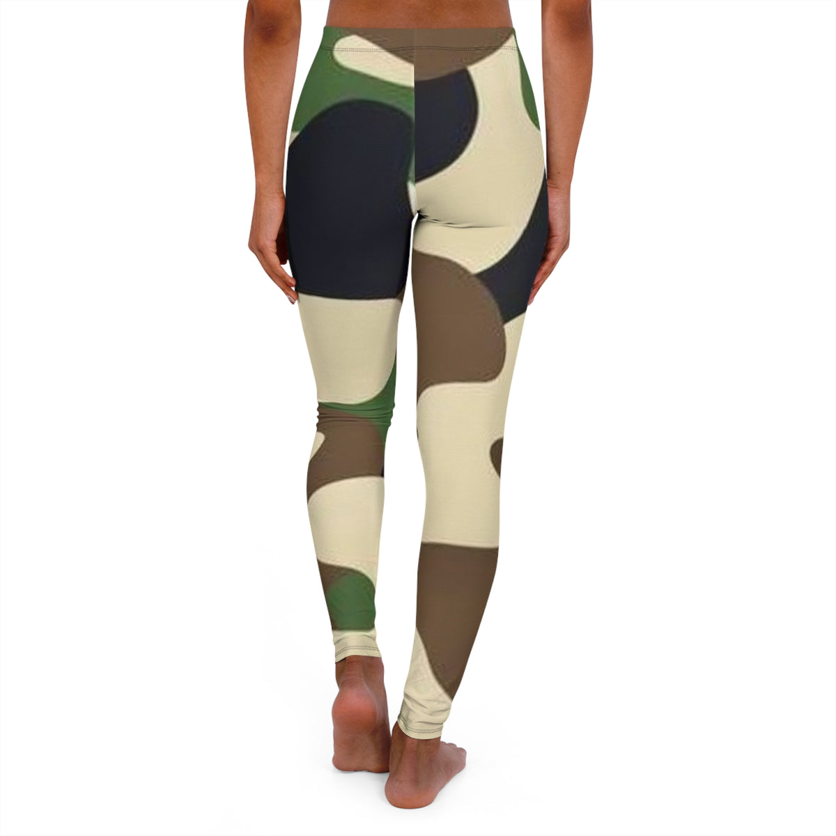 Abstract Camouflage Leggings — Neutral Olive & Beige All-Over Print