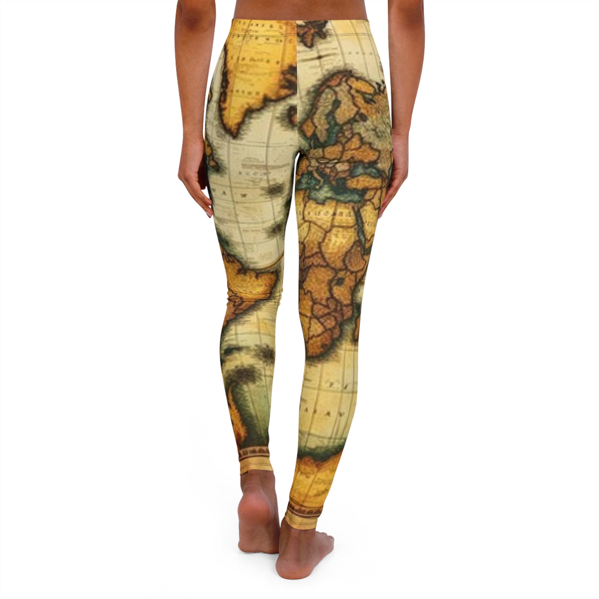 Vintage World Map Leggings — Retro Travel Print Yoga & Everyday Leggings