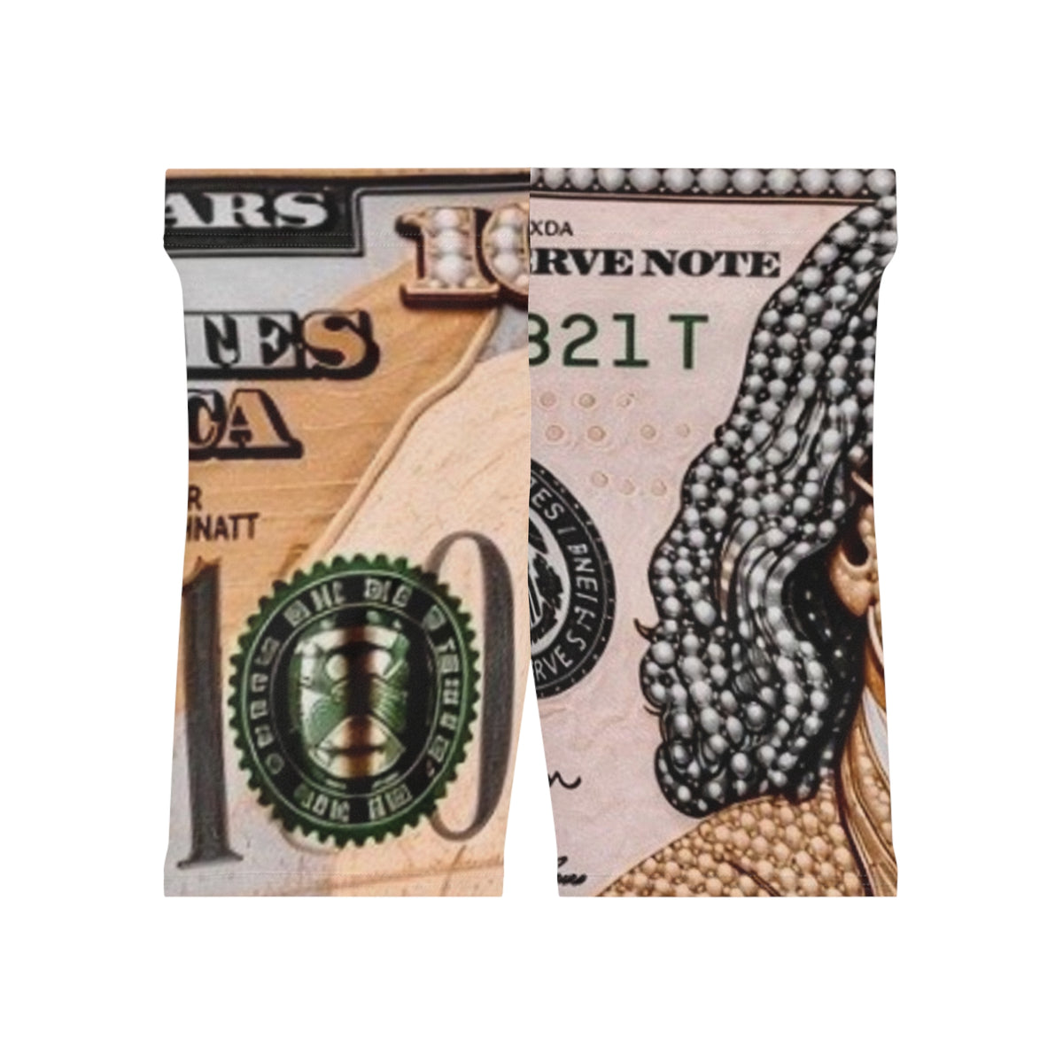 Currency Print Biker Shorts — Women's Novelty Dollar Bill Cycling Shorts