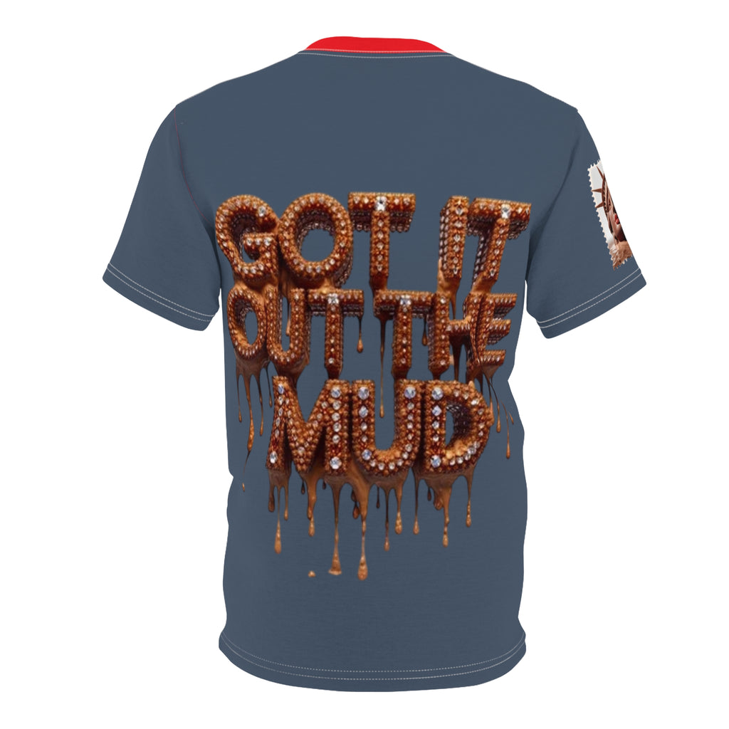 Surreal Red Bust Graphic “ Got It Out The Mud “Tee — Avant-Garde Art Shirt