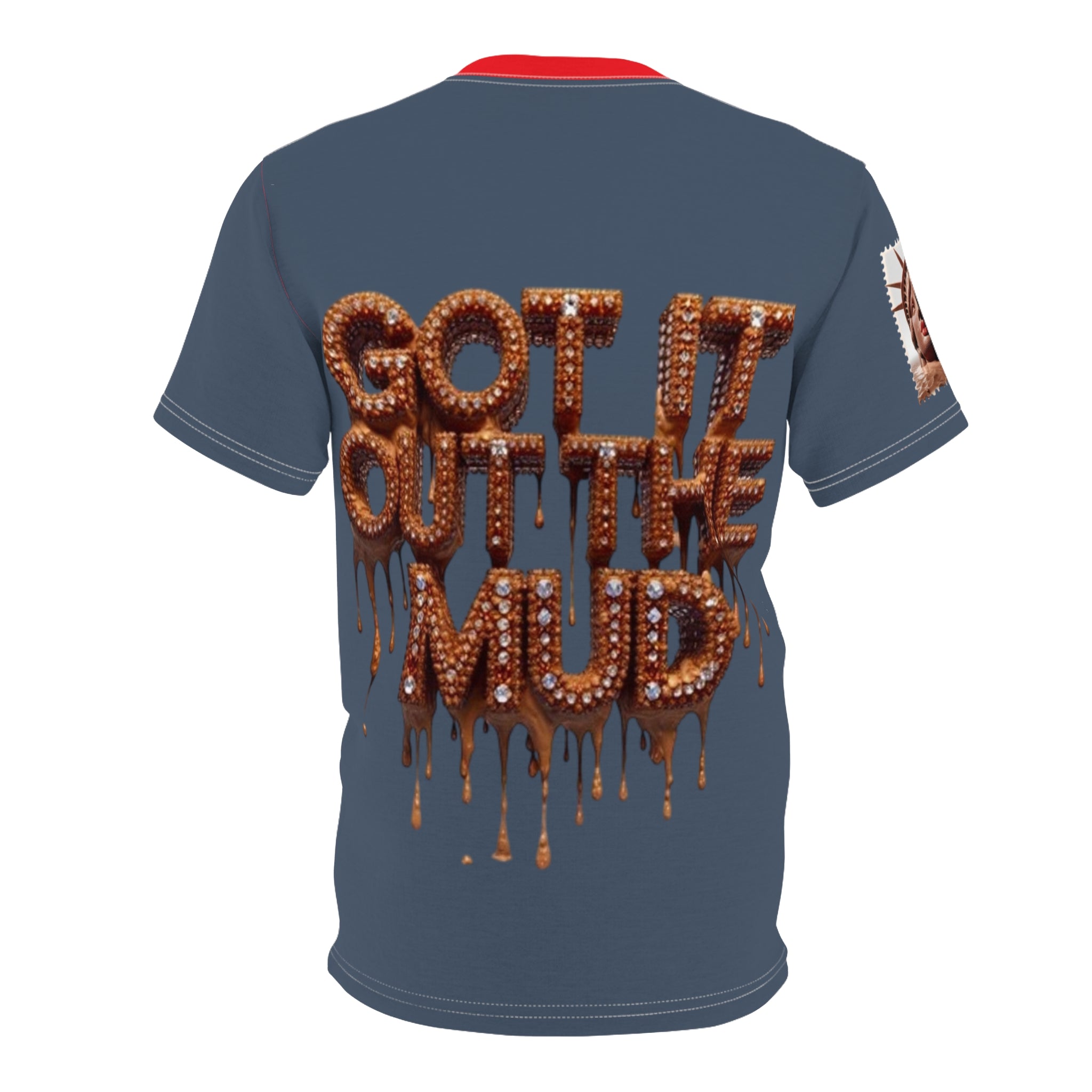 Surreal Red Bust Graphic “ Got It Out The Mud “Tee — Avant-Garde Art Shirt