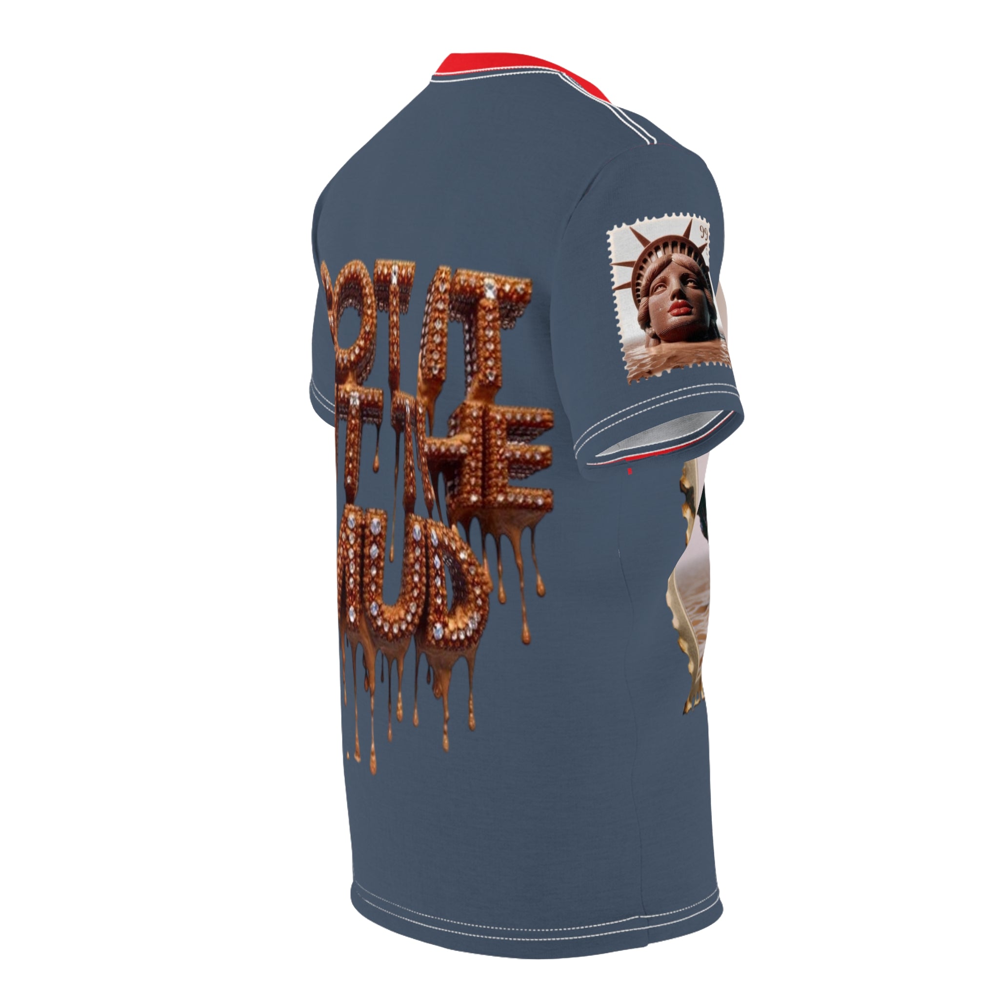 Surreal Red Bust Graphic “ Got It Out The Mud “Tee — Avant-Garde Art Shirt