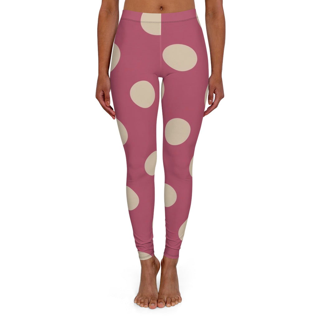 Pink Polka Dot Leggings — Retro Yoga Leggings