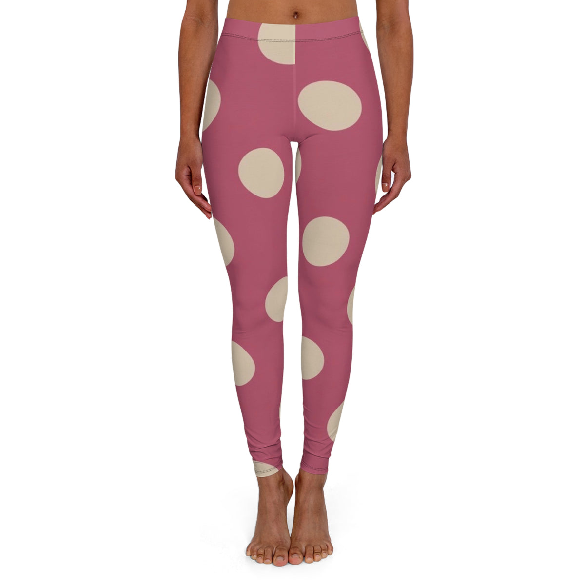 Pink Polka Dot Leggings — Retro Yoga Leggings