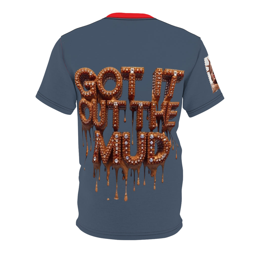 Surreal Red Bust Graphic “ Got It Out The Mud “Tee — Avant-Garde Art Shirt