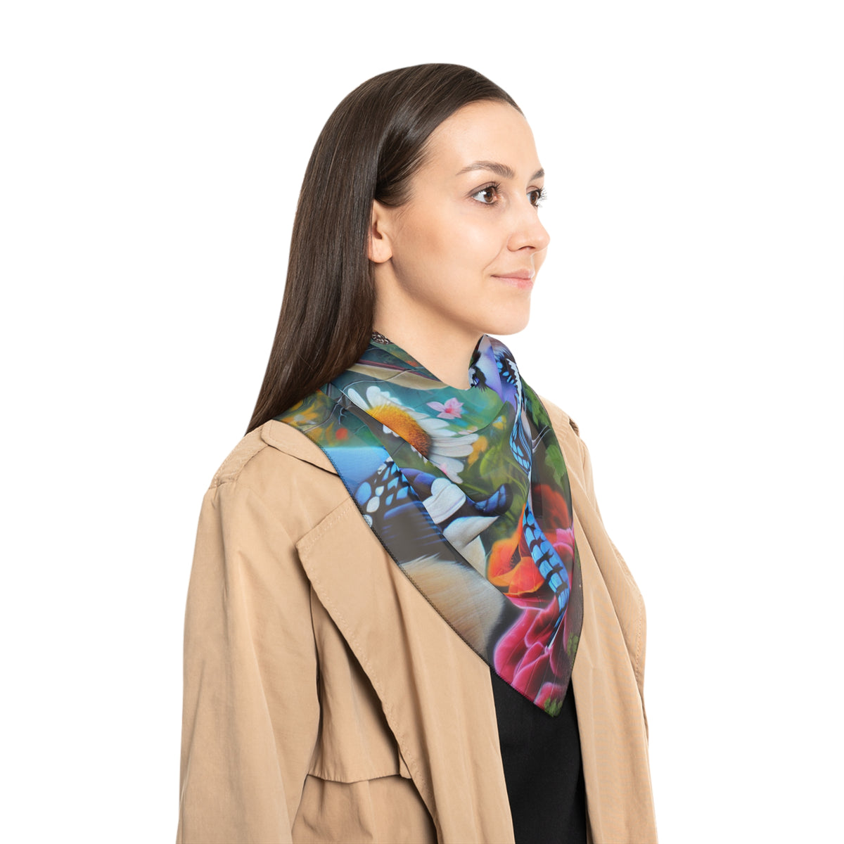 🚨” This That Booty Meat “⚠️Special Edition Caption ⚠️ —- Colorful Birds, Butterflies , Floral & Wildlife Graphic Silk-Feel Scarf