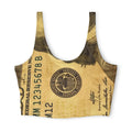 Money Print Sports Bra – Vintage Currency All-Over-Print Activewear