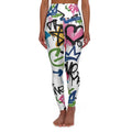 Graffiti Heart High-Waist Leggings — Colorful Street Art Print