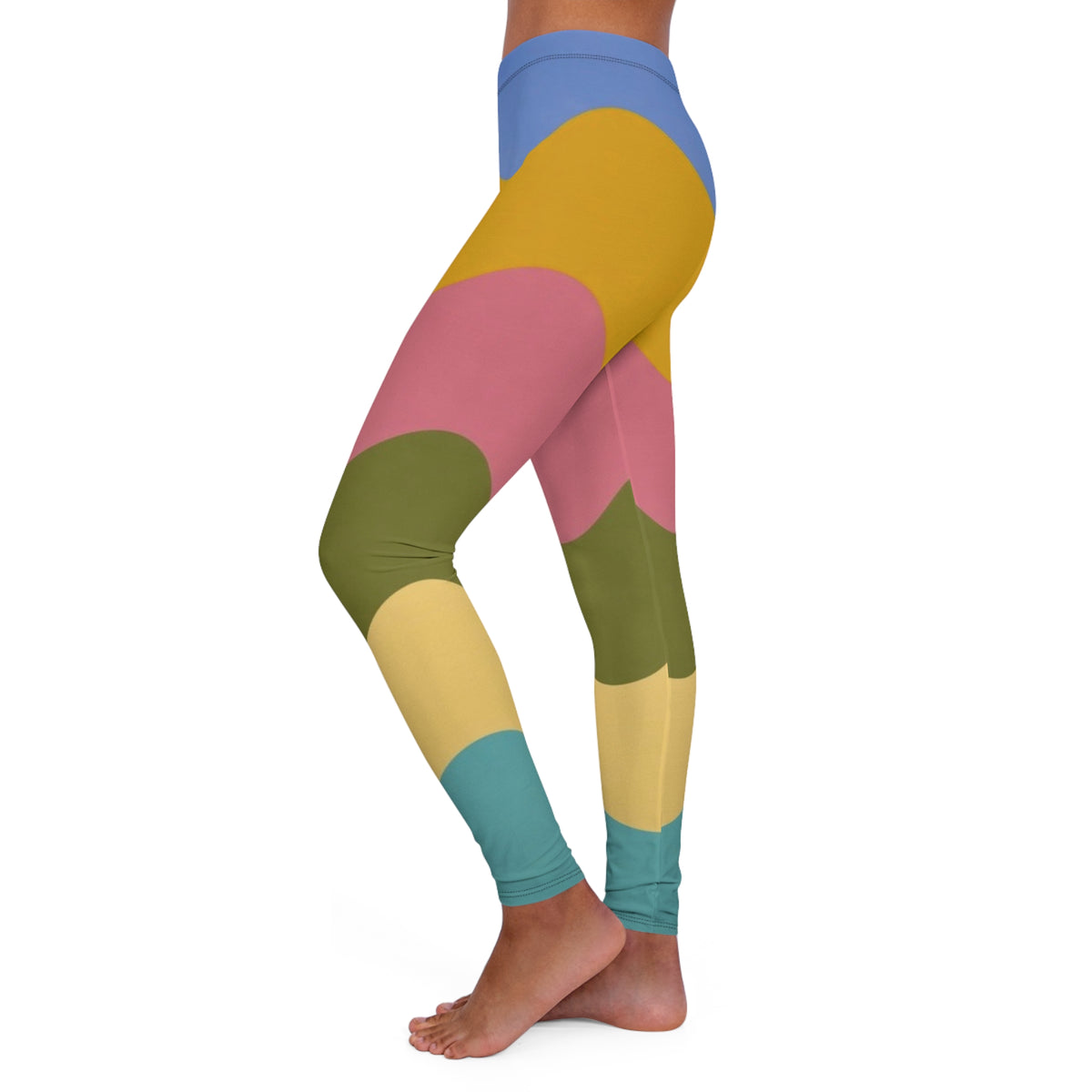 Color-block Scallop Leggings —  Modern Pastel Yoga & Casual Wear