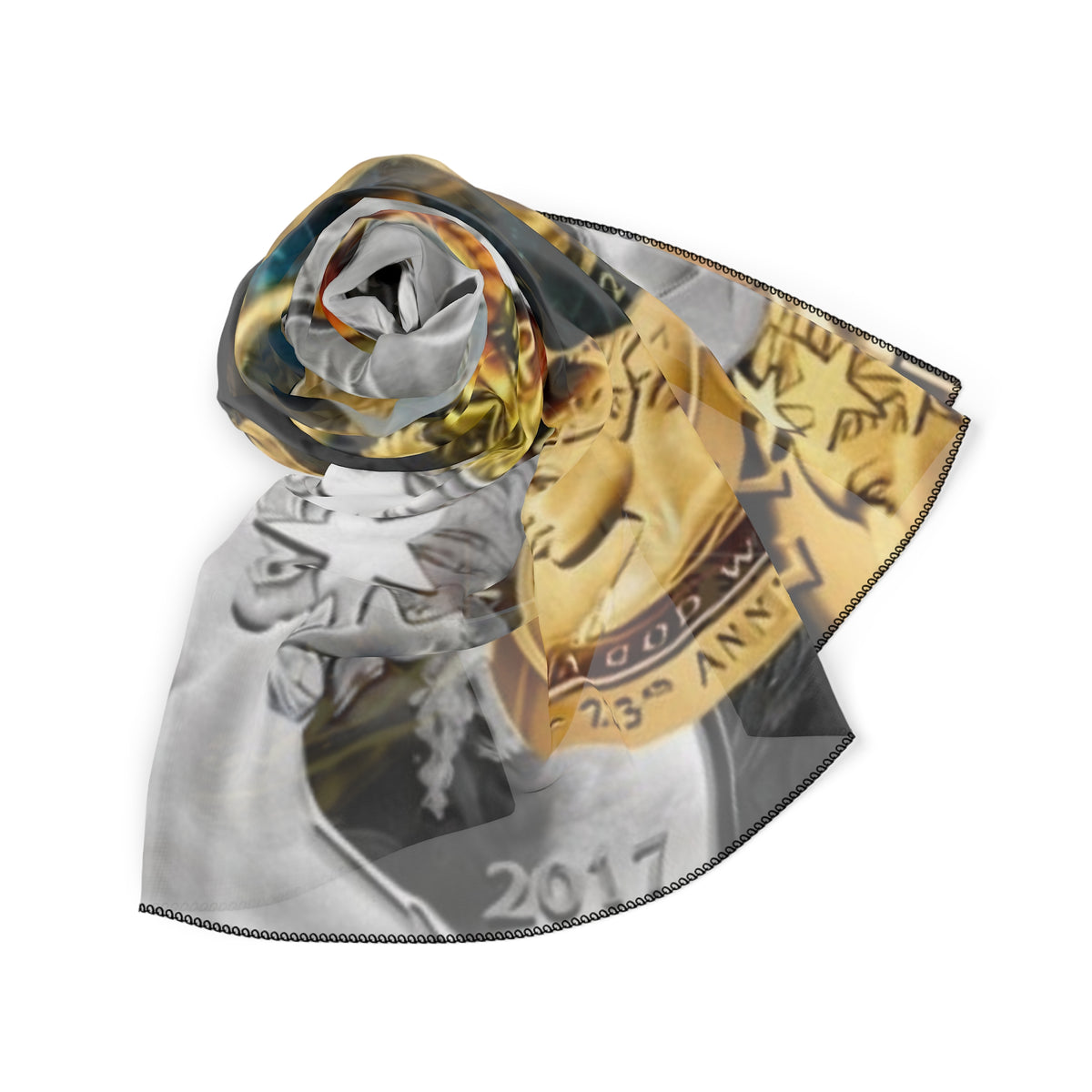 Money & Coin Currency Collage Poly Scarf — Vintage Liberty & Gold Coin Print