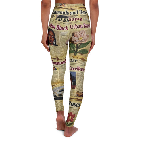 “ Diamonds & Roses “ Newspaper Print Leggings