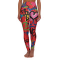 Red Graffiti Heart High-Waist Leggings — Colorful Street Art Print