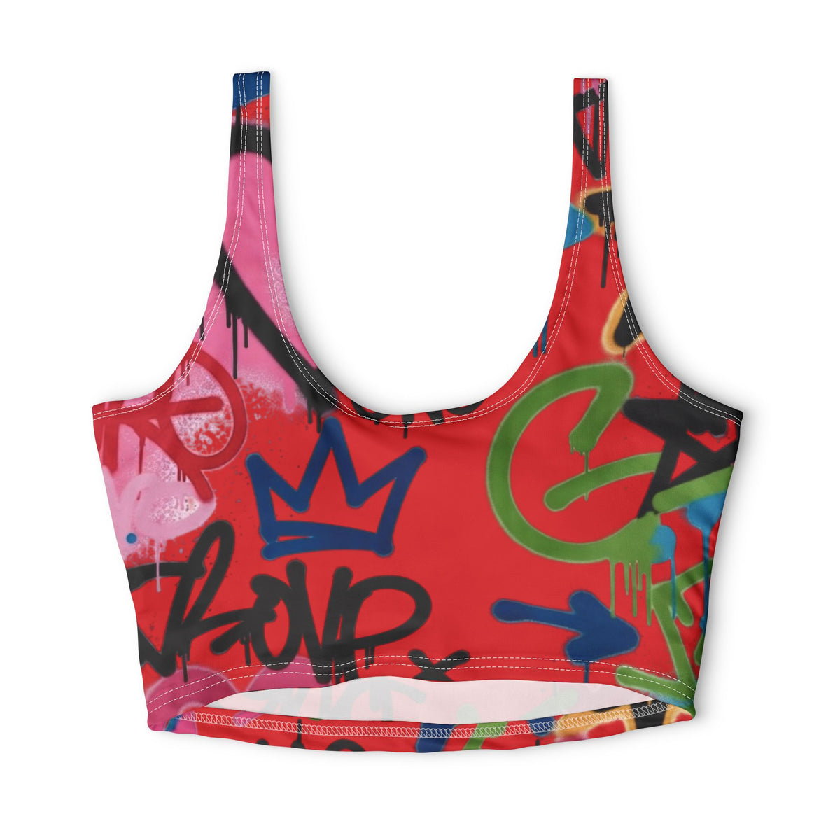 Graffiti Heart Sports Bra — Red Street Art Athletic Crop Top