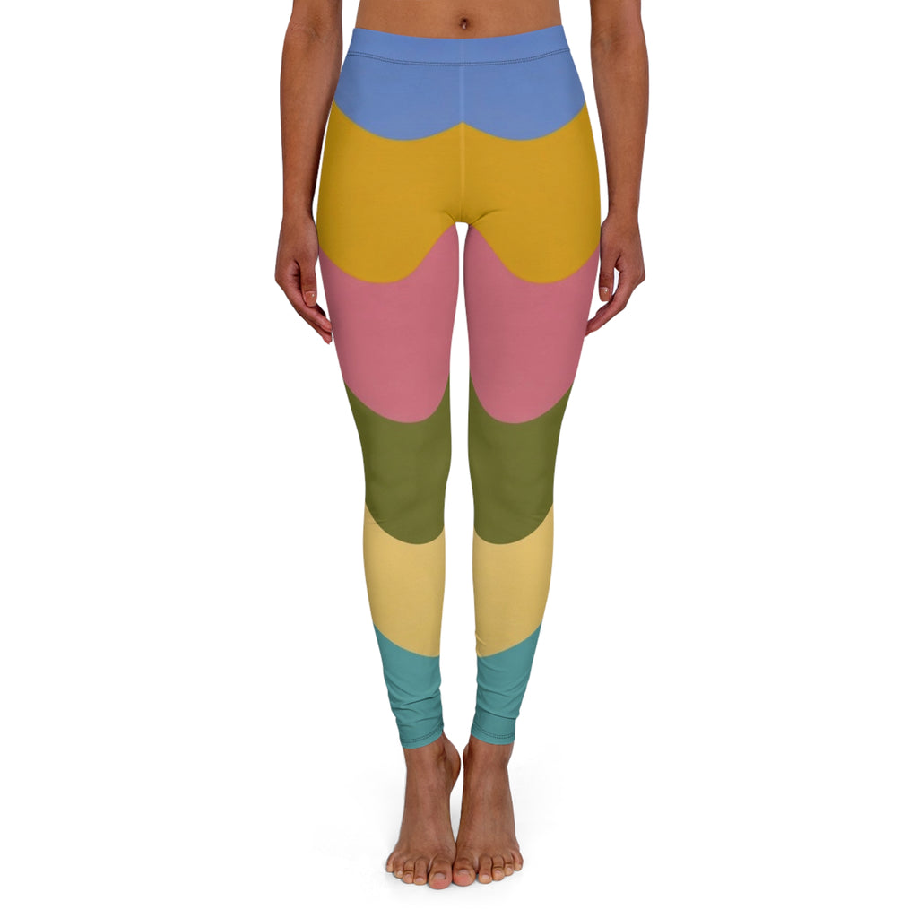 Color-block Scallop Leggings —  Modern Pastel Yoga & Casual Wear
