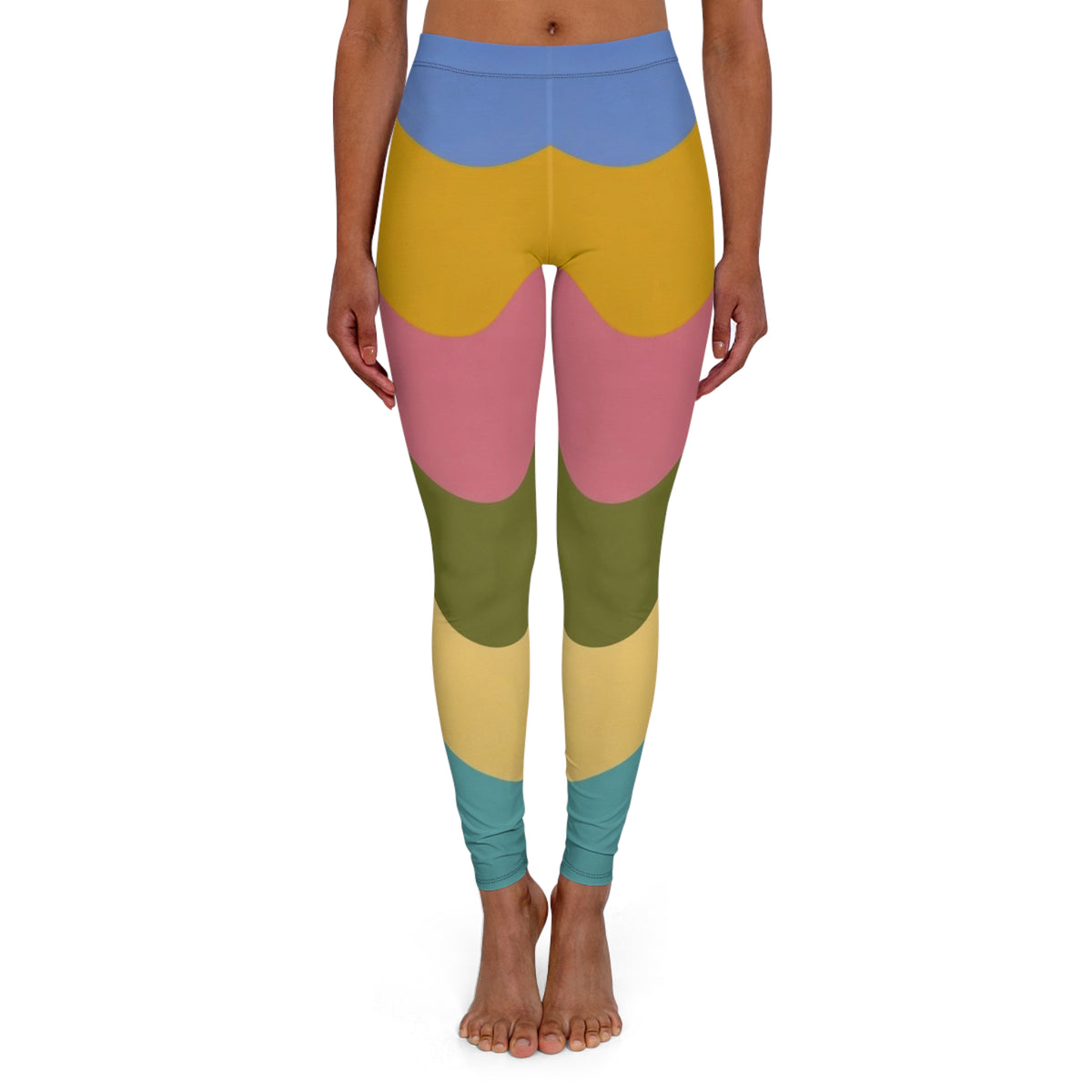 Color-block Scallop Leggings —  Modern Pastel Yoga & Casual Wear