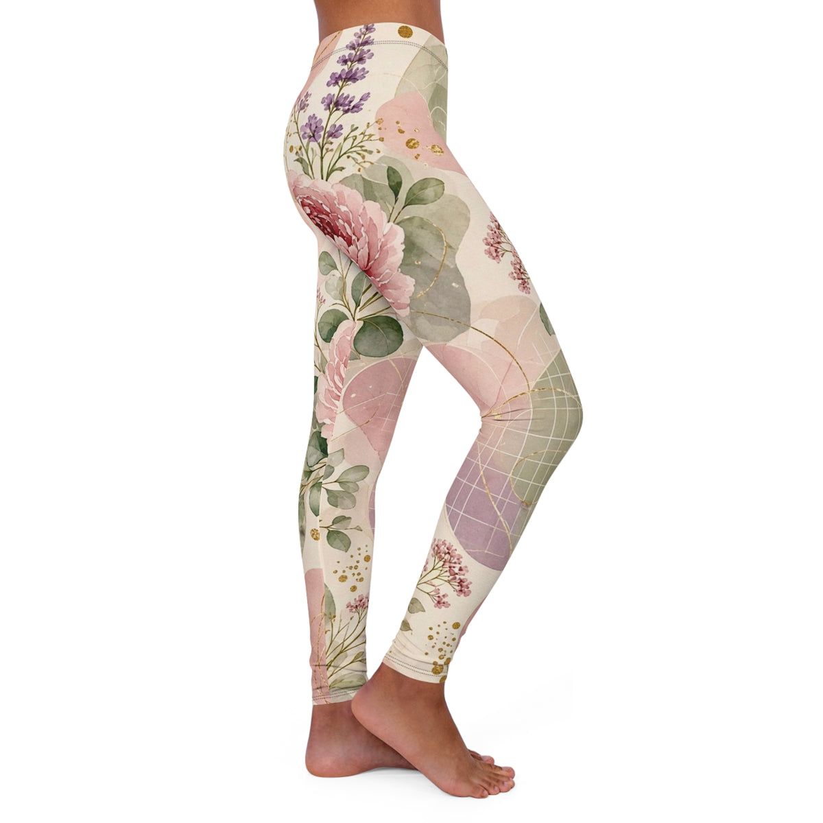 Floral Watercolor Leggings — Pink Peony All-Over Print