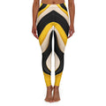 Black, Cream & Yellow Modern Chevron Wave Leggings —Women’s Casual Spandex All-Over Print