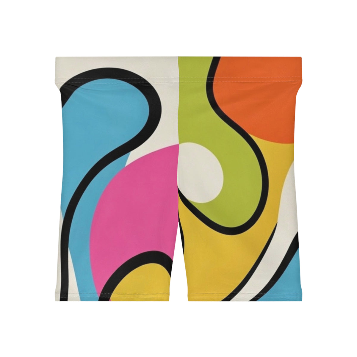 Abstract Retro Wave Biker Shorts — Colorful Psychedelic AOP