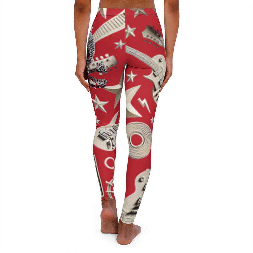Skull & Guitar Pattern Leggings — Women’s Rock Music Activewear