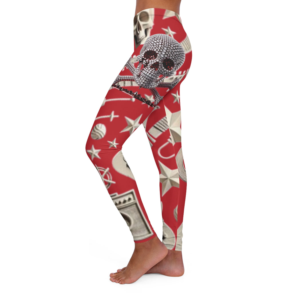 Skull & Guitar Pattern Leggings — Women’s Rock Music Activewear